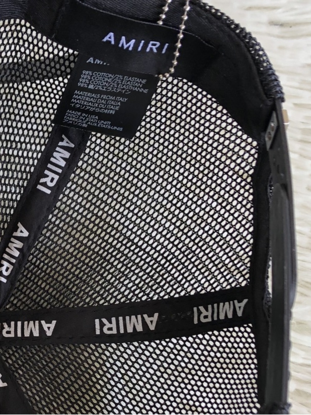 AMIRI Black Mesh Trucker Cap with White Raised Logo - Picture 6 of 7